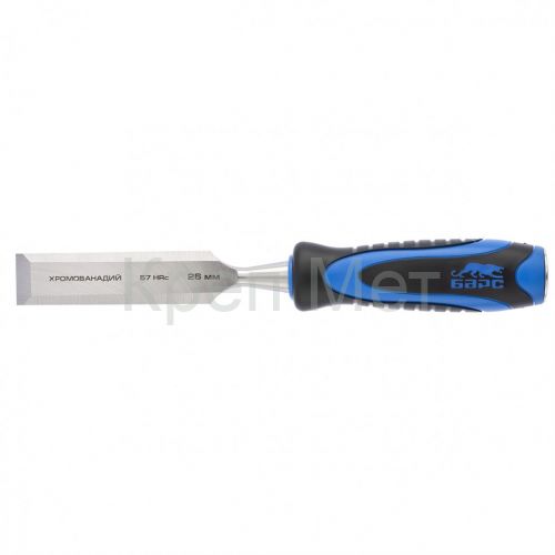 Долото-стамеска, плоская, 26 мм, двухкомпонентная рукоятка, металлический затыльник Барс