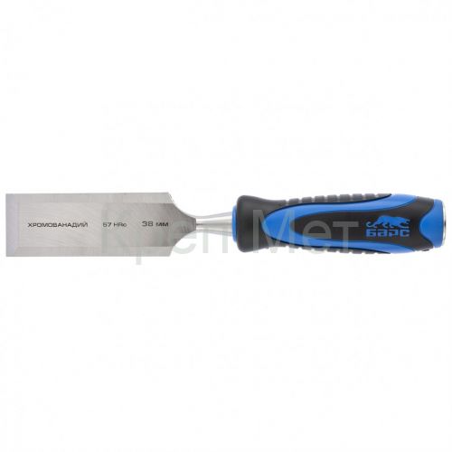 Долото-стамеска, плоская, 38 мм, двухкомпонентная рукоятка, металлический затыльник Барс