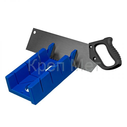 Стусло пластиковое, синее, 4 угла для запила, пила 350 мм Сибртех