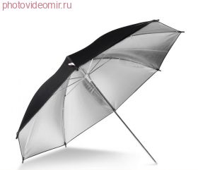 Зонт студийный однослойный чёрный-серебро 109 см