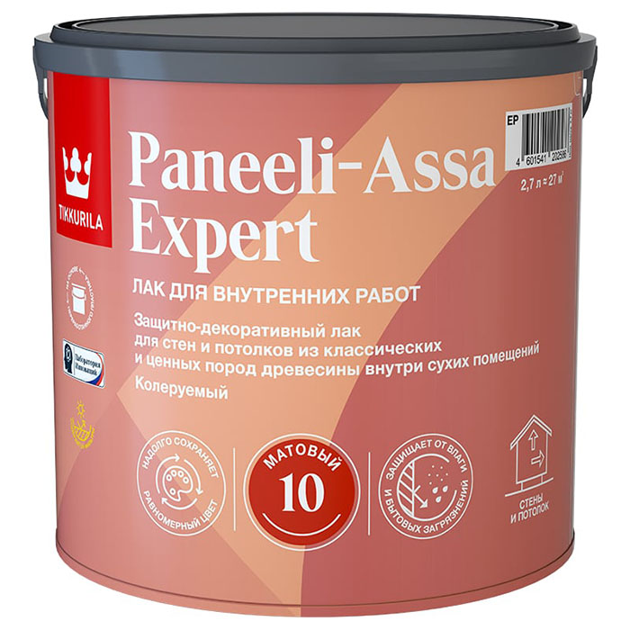 Tikkurila Paneeli Assa Expert EP лак для стен и потолков акриловый матовый 2.7л