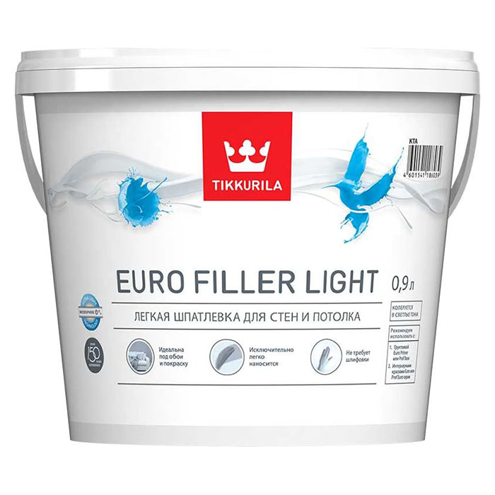 Tikkurila Euro Filler Light шпаклевка финишная легкая для стен и потолков 0.9л