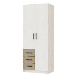 ХОГВАРТС Шкаф 2-створчатый Дуб крафт белый / Дуб крафт серый