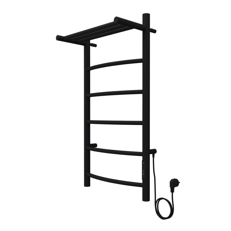 Полотенцесушитель электрический AZARIO VERONA 400/800 5 секций, с полкой, черный AZ04848PB