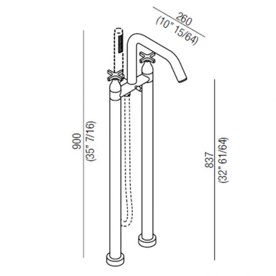 Смеситель для ванны Agape Memory AMEM325 напольный схема 2