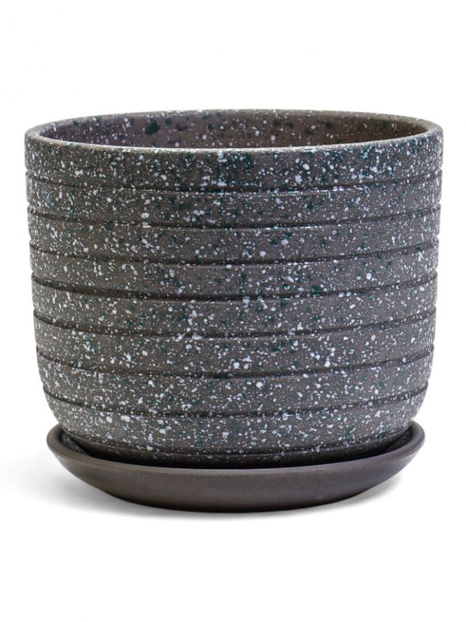 Горшок для цветов «Пряности», 1.6 л, d=15.5 см, h=12.5 см, керамический, с поддоном, серый