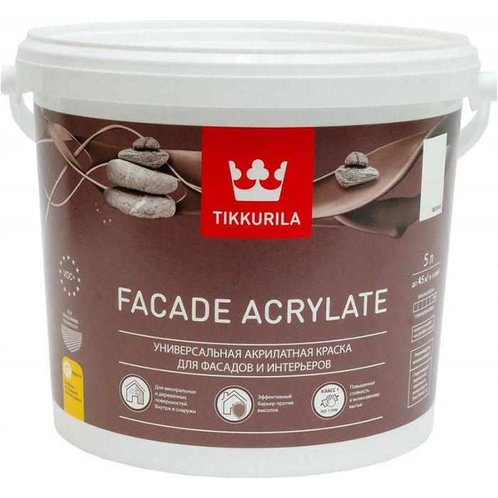 Tikkurila Facade Acrylate краска акрилатная универсальная для фасадов и интерьеров база C 5л