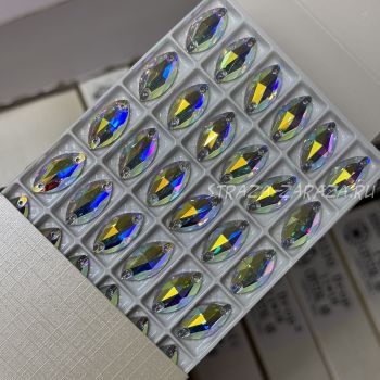 DeLuxe Пришивные Стразы Crystal_AB Наветта 9*18 мм