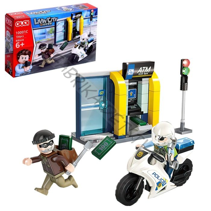 Конструктор блочный для мальчиков Полиция «Погоня на мотоцикле», 106 деталей