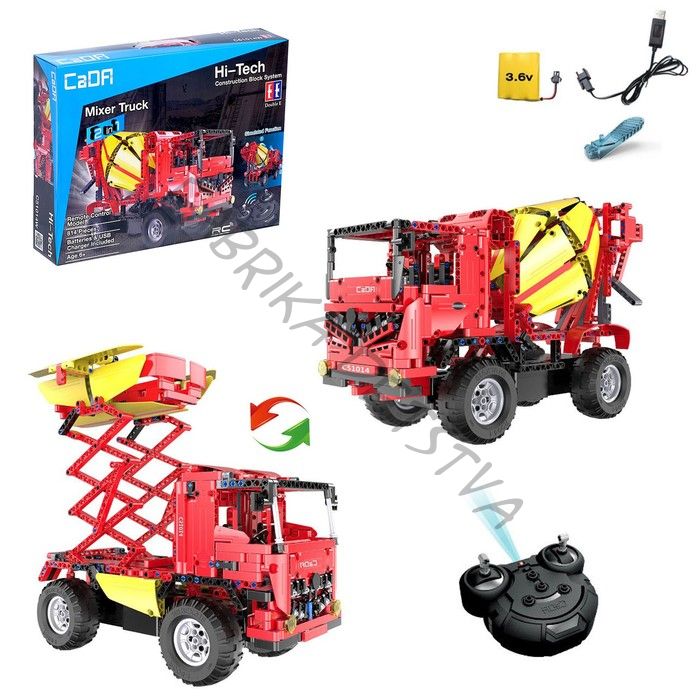 Конструктор радиоуправляемый «Грузовик бетономешалка», 2 в 1, с аккумулятором, 814 деталей