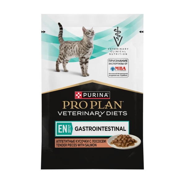 Влажный корм для кошек Pro Plan Veterinary Diets Gastrointestinal EN St/Ox при расстройствах пищеварения с лососем