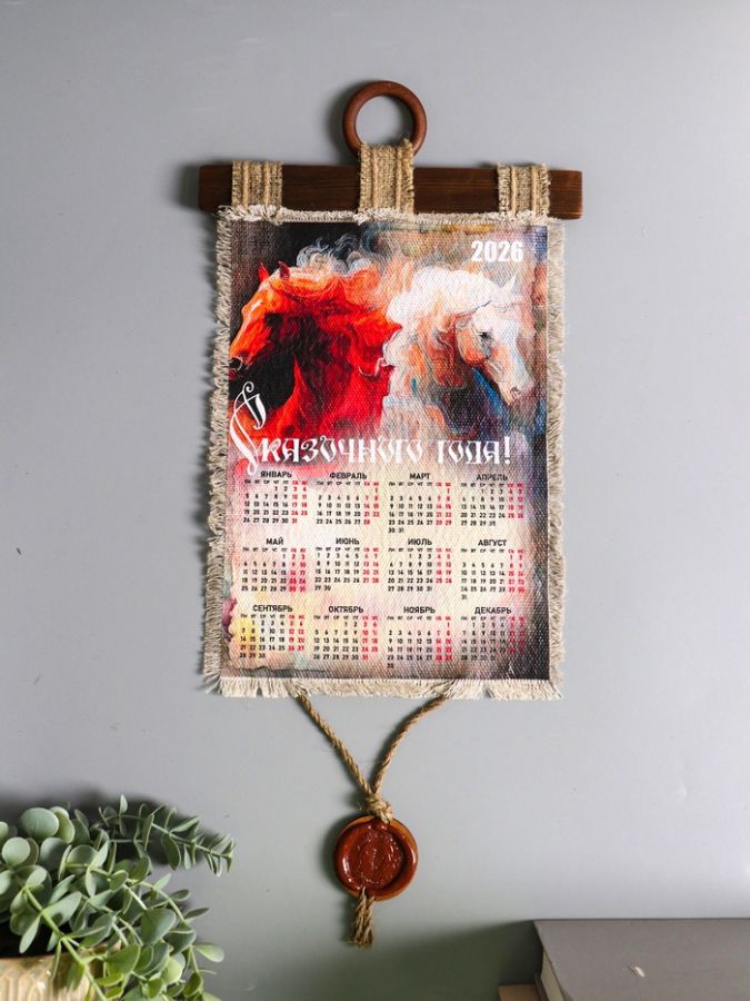 Декор настенный, панно «Календарь подвесной 2026. Сказочного года Лошади», 23.5?52 см