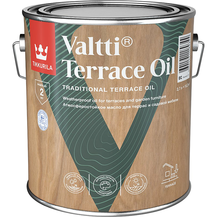 Tikkurila Valtti Terrace Oil масло для террас и садовой мебели бесцветный 2.7л