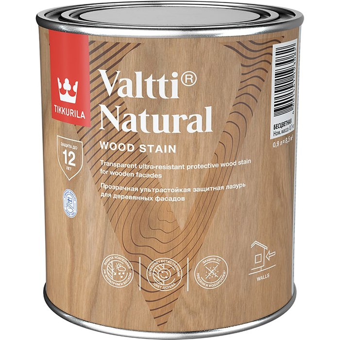 Tikkurila Valtti Natural лазурь ультрастойкая с прозрачным покрытием полуглянцевая 0.9л