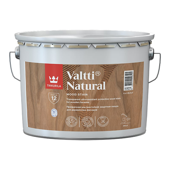 Tikkurila Valtti Natural лазурь ультрастойкая с прозрачным покрытием полуглянцевая 9л