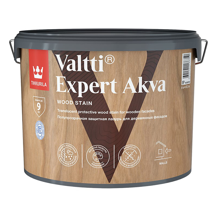 Tikkurila Valtti Expert Akva лазурь высокоэффективная защитная полуматовая сосна 9л