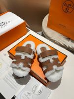Босоножки меховые HERMES Premium