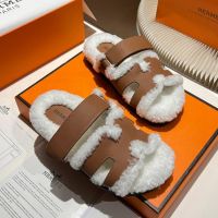 Босоножки меховые HERMES Premium