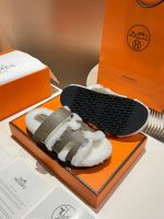 Босоножки меховые HERMES Premium