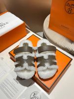Босоножки меховые HERMES Premium