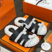 Босоножки меховые HERMES Premium