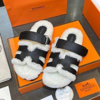 Босоножки меховые HERMES Premium