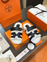 Босоножки меховые HERMES Premium