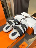 Босоножки меховые HERMES Premium