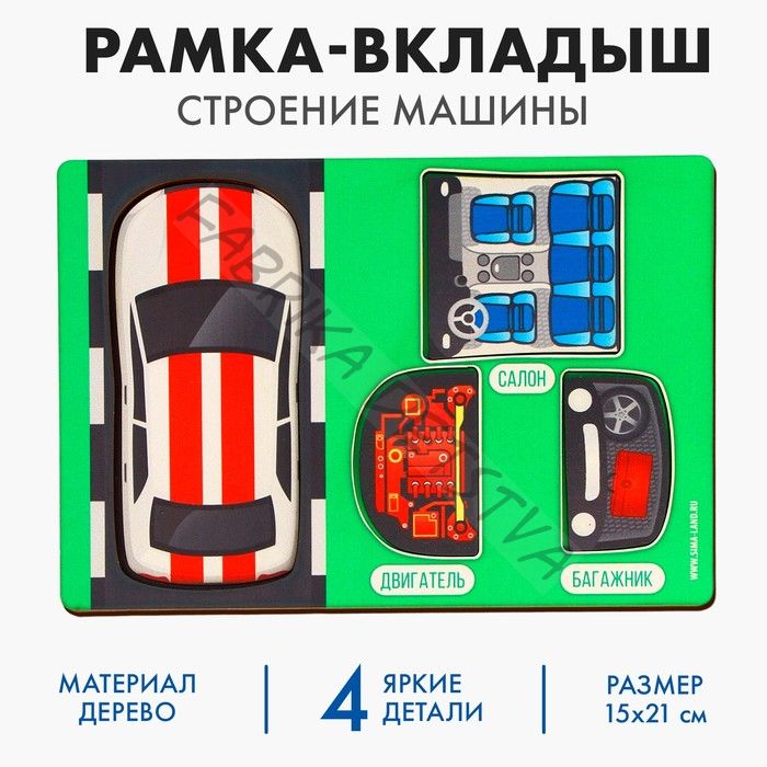 Рамка - вкладыш «Строение машины», 4 детали