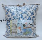 Подушка льняная 70/70 см (чехол на молнии-синий цветок)