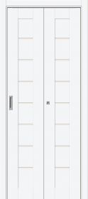 Дверь-Книжка Складная ПЭТ Bravo Браво-20 White Silk Межкомнатная 350x2000мм (Полотно 2шт+Коробка+Наличники 5шт+Ручка+Петли+Ролик) / Браво.