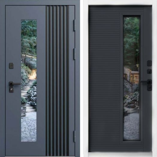 Входная дверь Termo-door Фортис - Графит, белый короб с терморазрывом и стеклопакетом