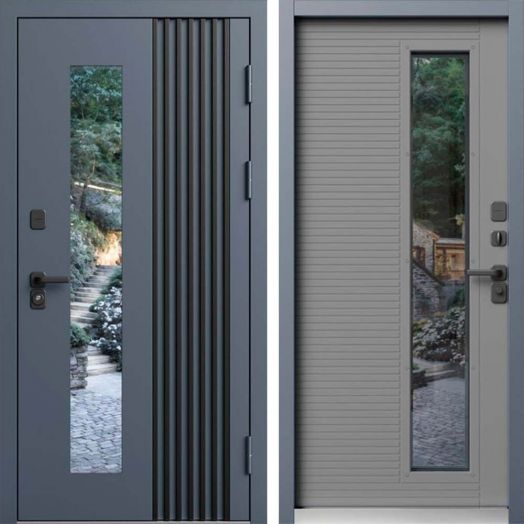 Входная дверь Termo-door Фортис - Серая с терморазрывом и стеклопакетом
