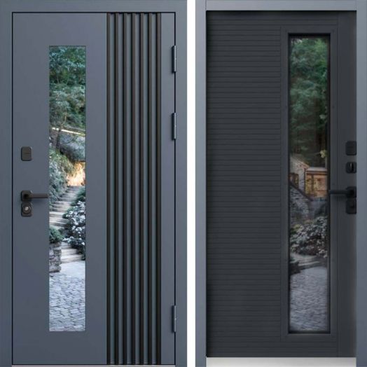 Входная дверь Termo-door Фортис - Графит с терморазрывом и стеклопакетом