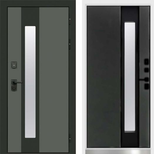 Входная дверь Termo-door Арктика Графит - Бетон темный с терморазрывом и стеклопакетом, белый короб