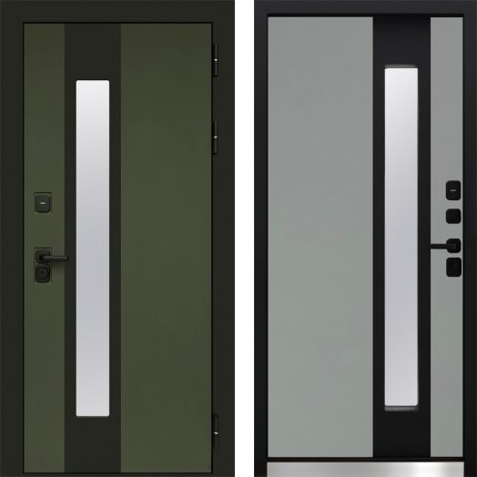 Входная дверь Termo-door Арктика Грин - Серая с терморазрывом и стеклопакетом
