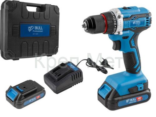 Аккум. дрель-шуруповерт BULL SR 1803 в чем. БЕСЩЕТ., 18 В, 50 Н*м, 2*2 А*ч акб, БЗП 10 мм