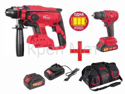 Аккум. перфоратор WORTEX CRH 1820-1 в кор. ALL1 + АКЦИЯ! (дрель-шур, 4А акб 1шт., сумка) со скидкой