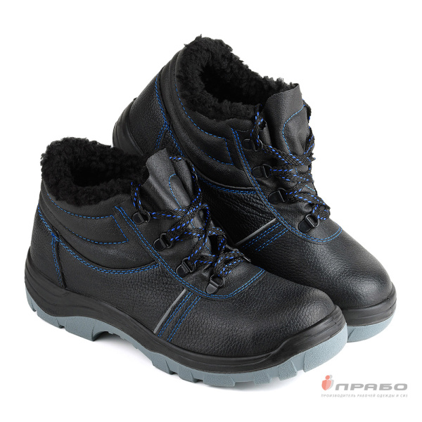 Ботинки Викинг-14/1 с подошвой ПУ/ТПУ и МП чёрные (искусственный мех) (Кож228)