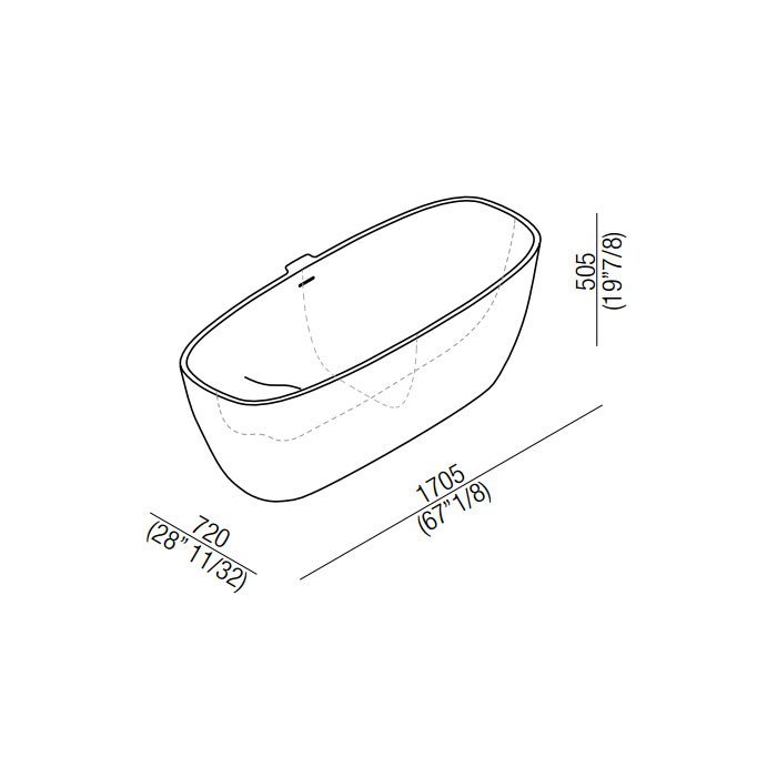 Овальная отдельностоящая ванна Agape Normal AVAS0910ZZ 170,5x72 см ФОТО