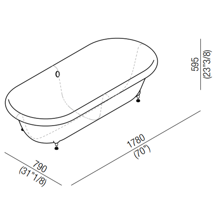 Овальная встраиваемая ванна Agape Ottocento AVAS0968ZZBR 178x79 см ФОТО