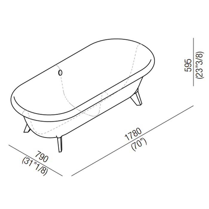 Овальная отдельностоящая ванна Agape Ottocento AVAS0969ZGBR 178x79 см ФОТО