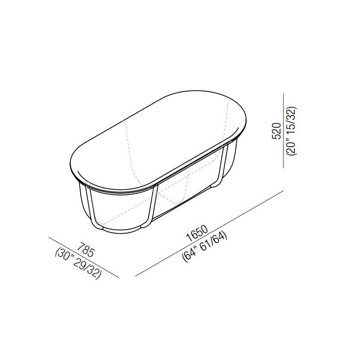 Овальная отдельностоящая ванна Agape Cuna AVAS1079GZ 165x78,5 см ФОТО