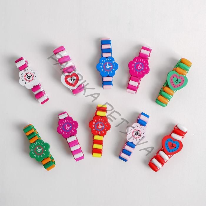 Часы детские, на резиночке с фигурным циферблатом, МИКС