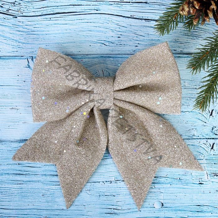 Ёлочная игрушка «Зимнее волшебство. Бант» пластик, 20x18 см, бежевый