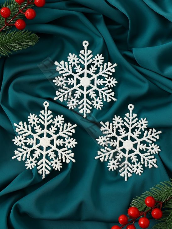 Ёлочные игрушки набор 3 шт. «Зимнее волшебство. Снежинка», d=9 см, белый