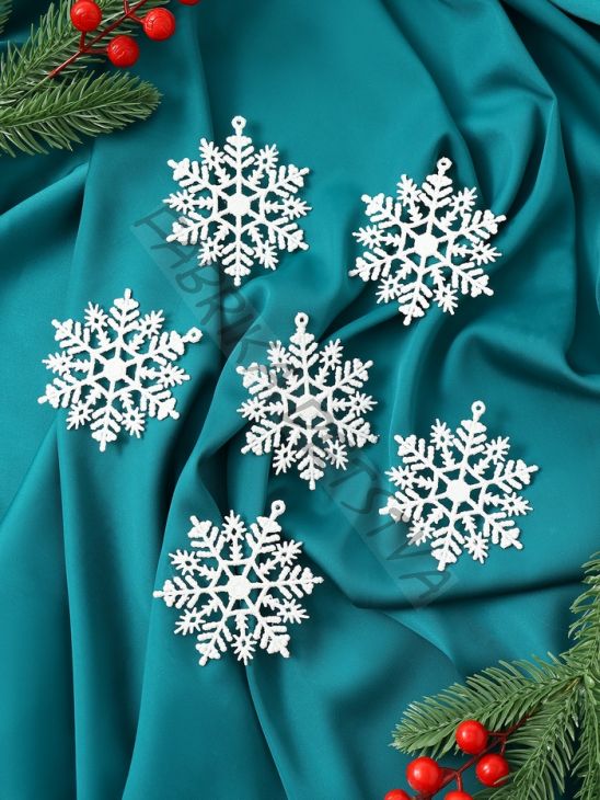 Ёлочные игрушки набор 6 шт. «Зимнее волшебство. Снежинка узорная», d=7 см, белый