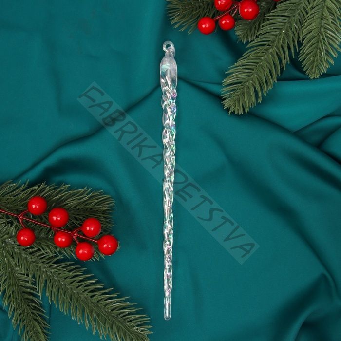 Ёлочная игрушка «Зимнее волшебство. Кручёная сосулька», 23x1 см, прозрачный