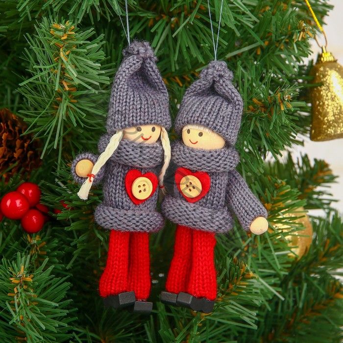 Елочная игрушка «Куколка с пуговкой», МИКС