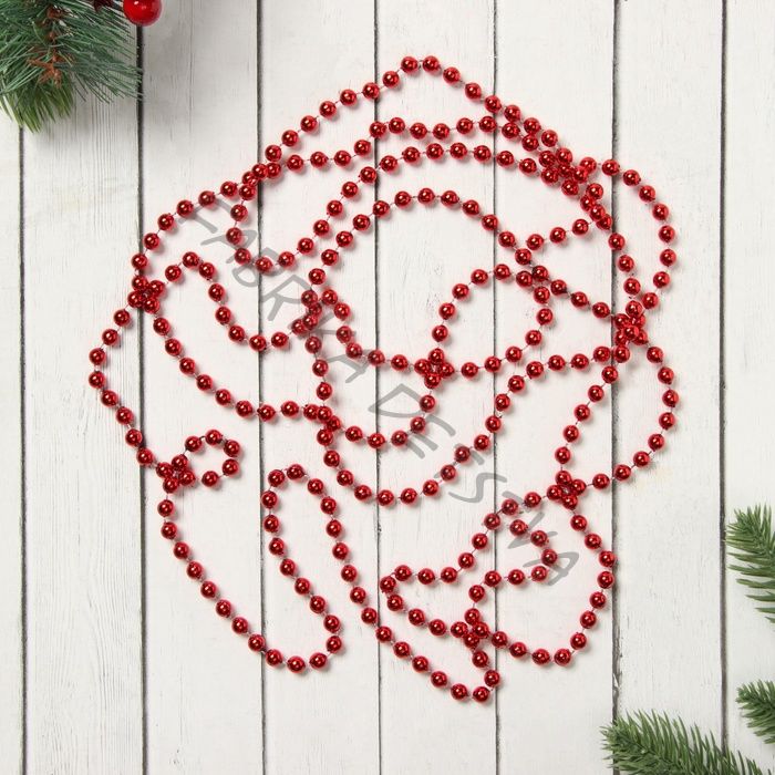 Бусы на ёлку «Шар», длина 2.7 м, d=7 мм, красные